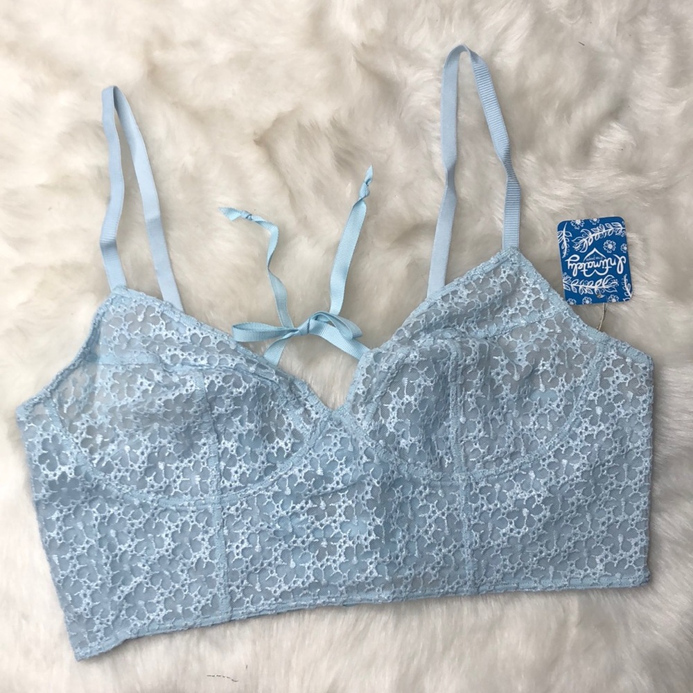 Free People Lele Longline Bra Baby Blue S/M NEW - Picture 2 of 9